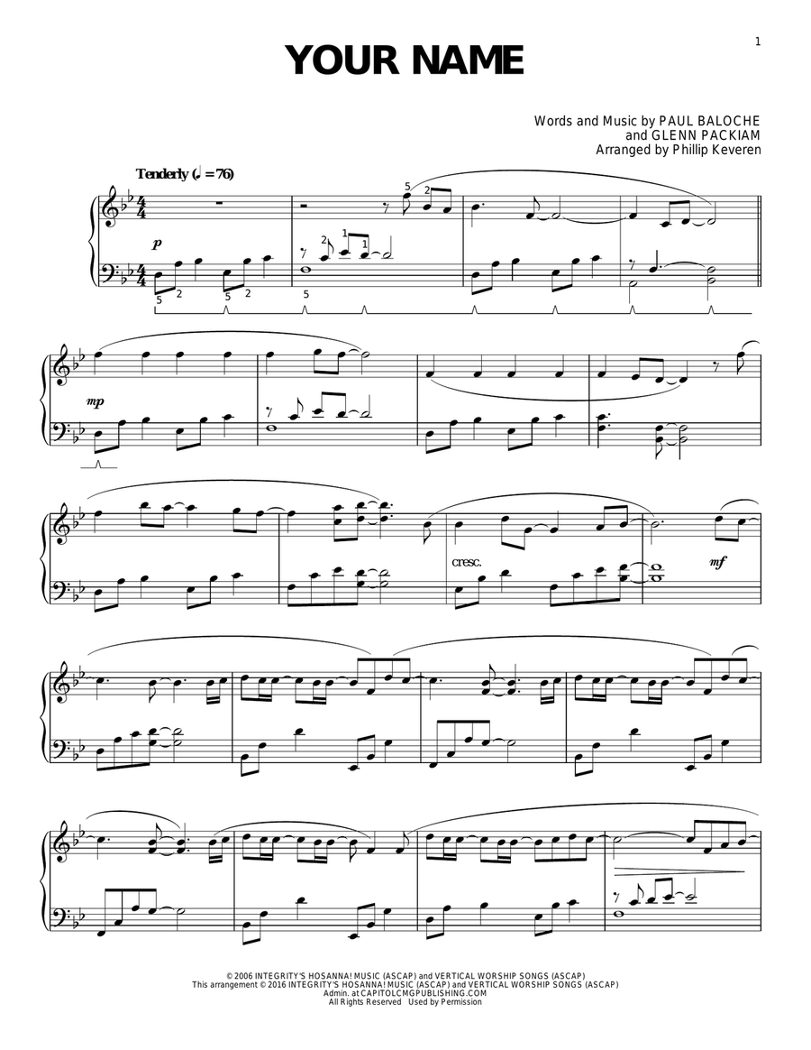 Your Name (arr. Phillip Keveren) by Phillip Keveren Piano Solo - Digital Sheet Music