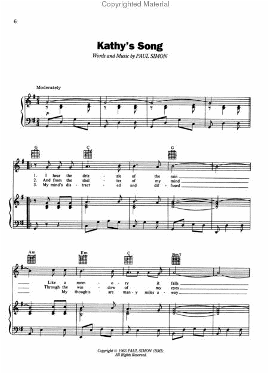 Classic Paul Simon – The Simon and Garfunkel Years Piano, Vocal, Guitar scores gallery preview page 3