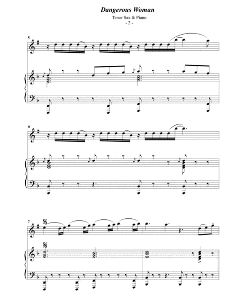 Dangerous Woman Tenor Saxophone scores gallery preview page 2