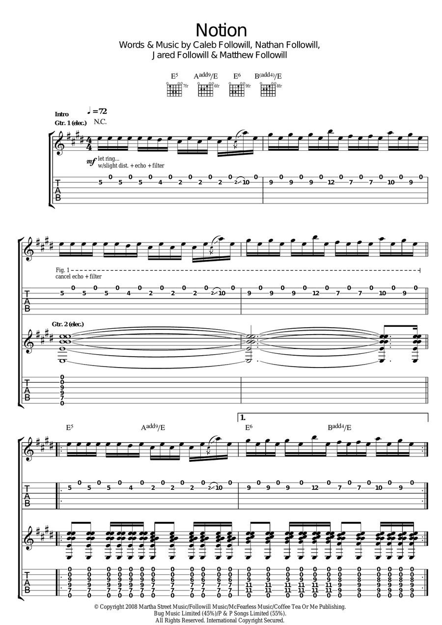 Notion Guitar Tablature scores gallery preview page 1