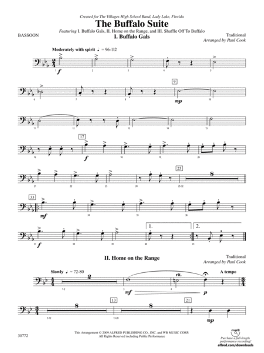 The Buffalo Suite: Bassoon Concert Band scores gallery preview page 1