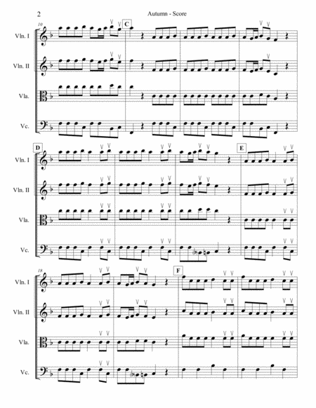 Vivaldi Autumn (Allegro) for String Quartet image number null