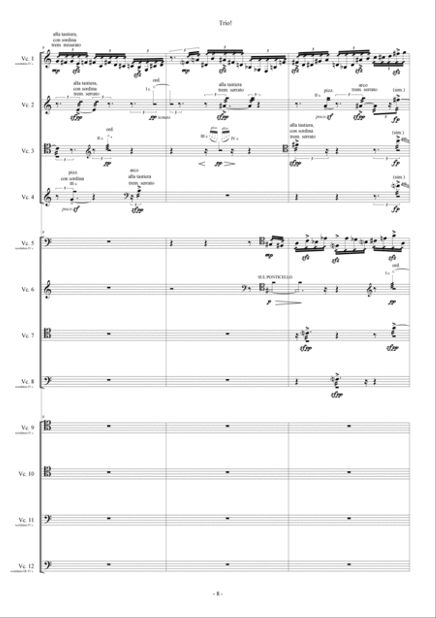 Umberto Pedraglio: TRIO! (ES 994) per 12 violoncelli String Orchestra scores gallery preview page 6