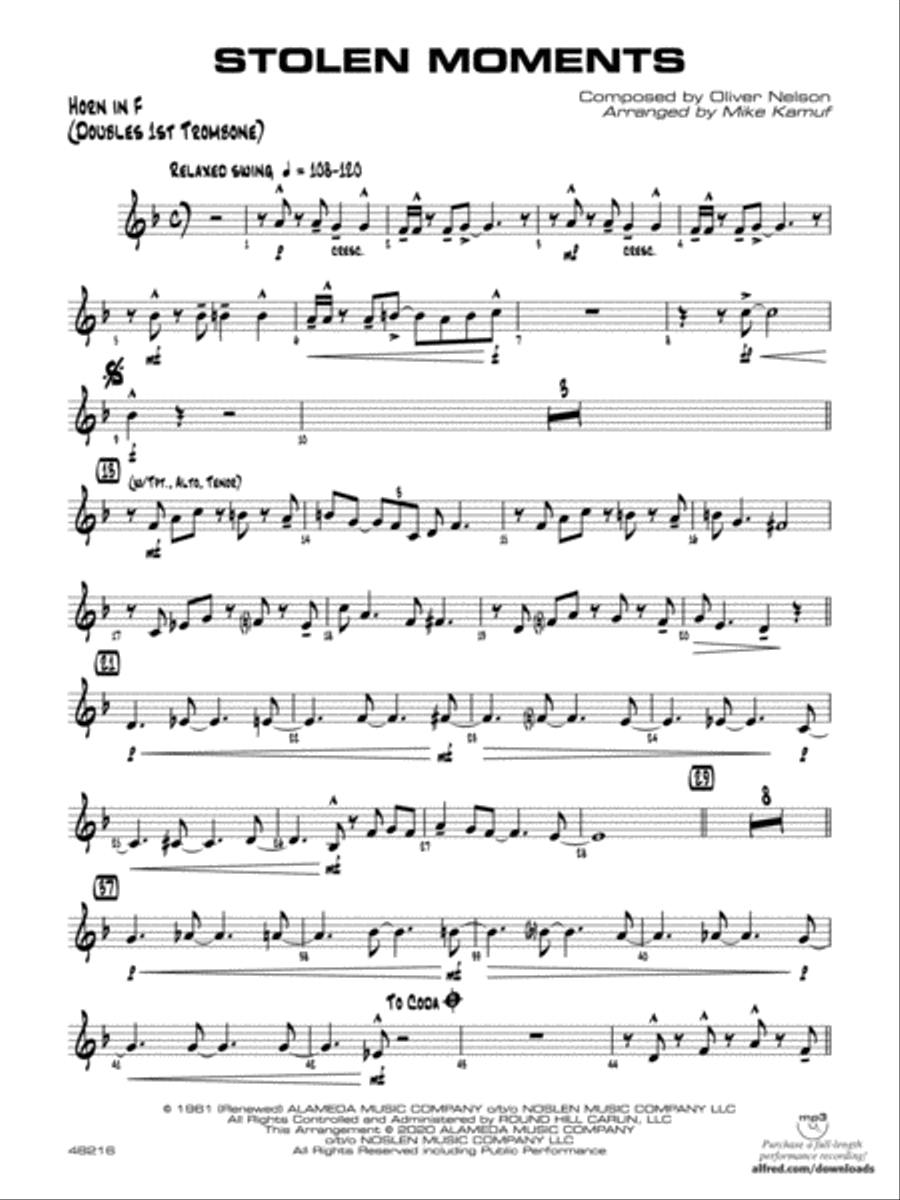 Stolen Moments: 1st F Horn Jazz Ensemble scores gallery preview page 1