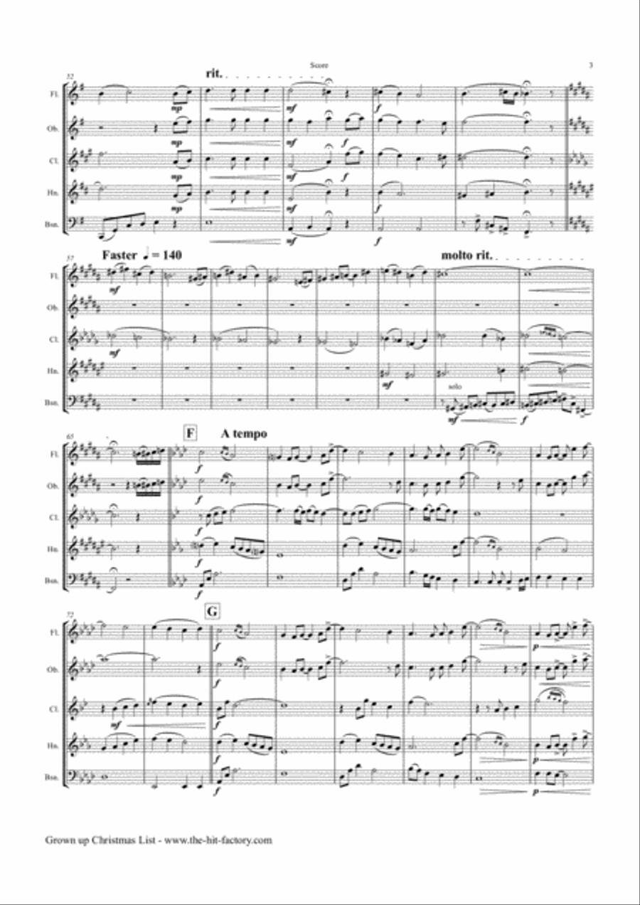 Grown-Up Christmas List Woodwind Quintet scores gallery preview page 3
