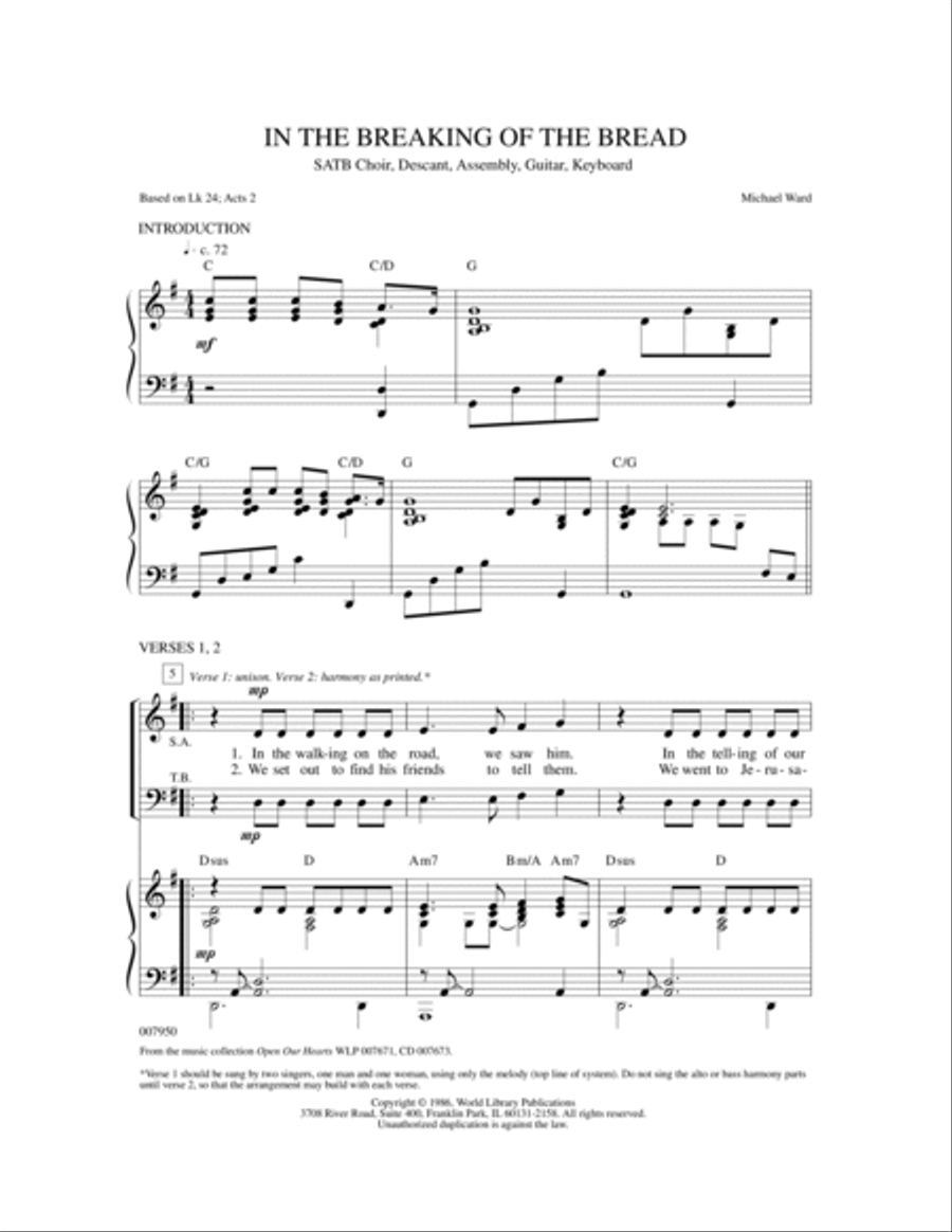 In the Breaking of the Bread | Download Edition 4-Part scores gallery preview page 2