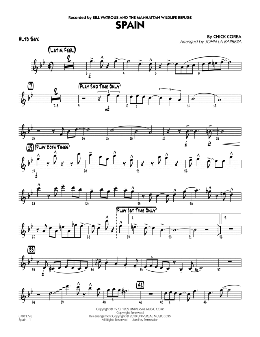 Spain - Alto Sax Jazz Ensemble scores gallery preview page 1