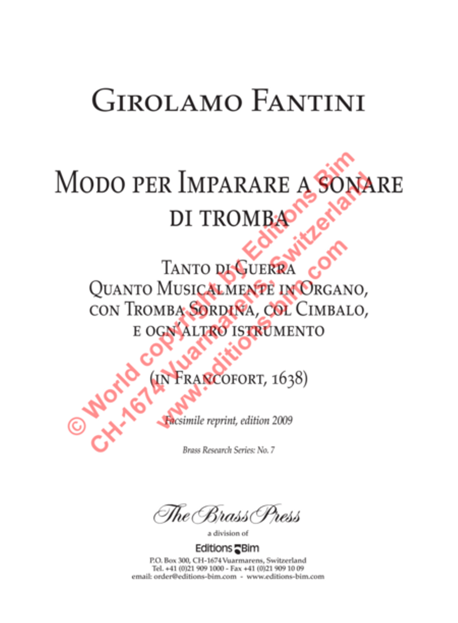 Modo per imparare a sonare (1638) Trumpet Solo scores gallery preview page 2