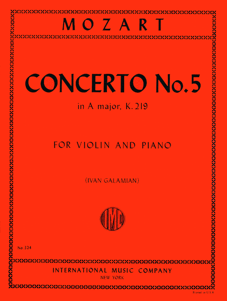 Concerto No. 5 in A major, K. 219 (GALAMIAN) with Cadenzas by JOSEPH JOACHIM