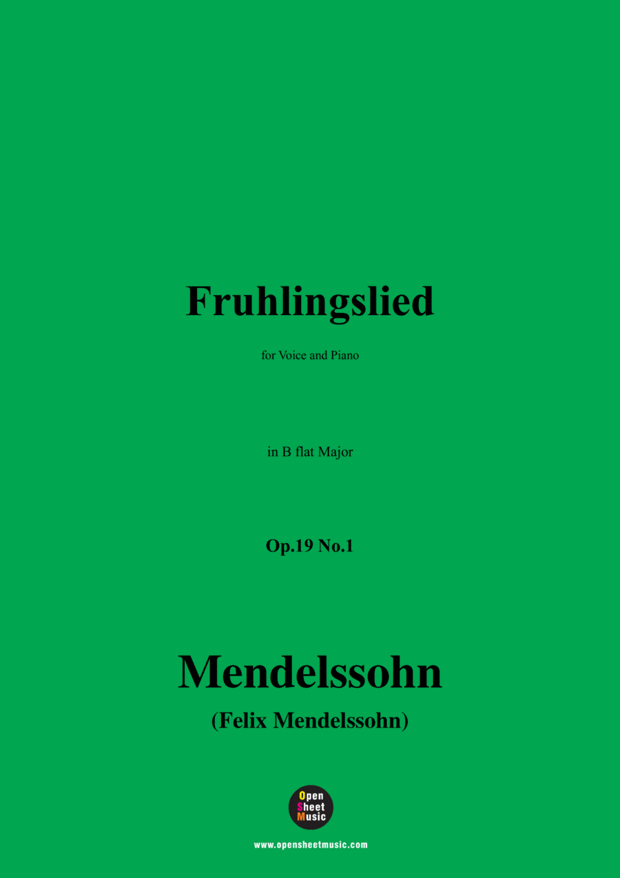 F. Mendelssohn-Fruhlingslied,Op.19 No.1,in B flat Major Voice scores gallery preview page 1