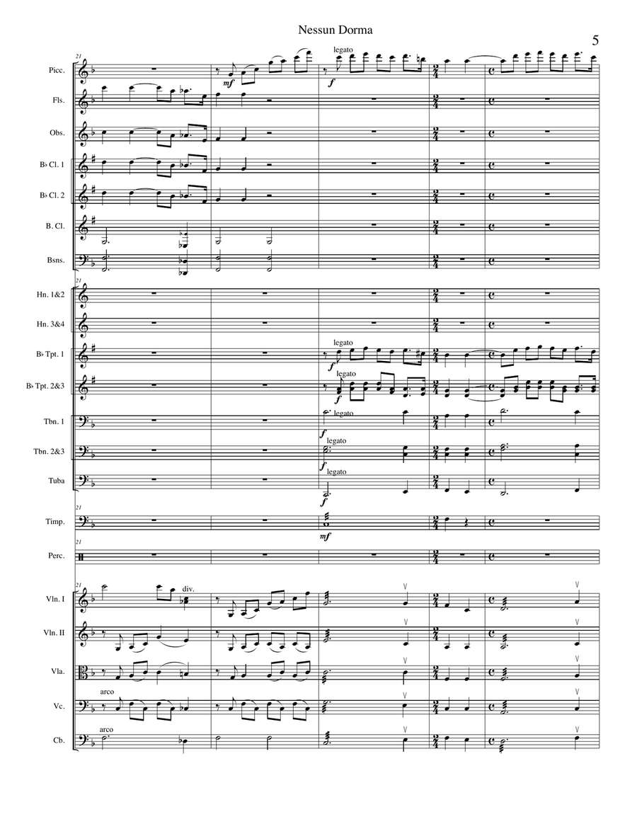 Nessun Dorma Nessun Dorma Full Orchestra scores gallery preview page 5