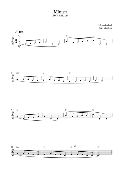 Minuet - Bach for Lead Sheet image number null