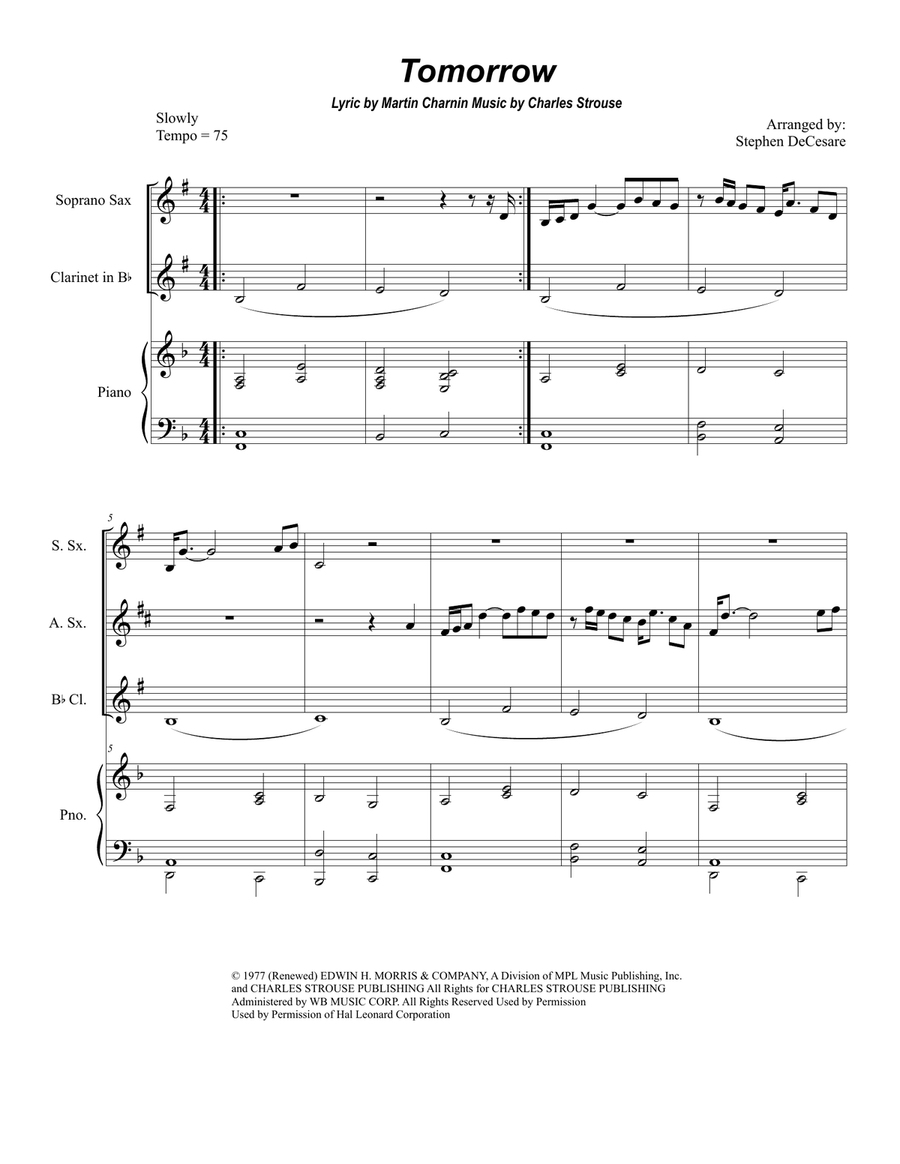 Tomorrow Saxophone Quartet scores gallery preview page 1