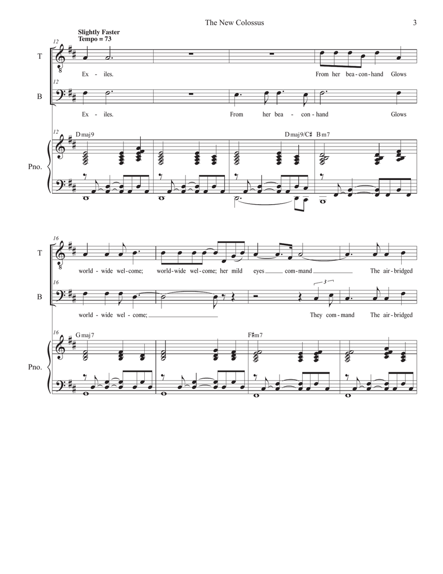 The New Colossus (Duet for Tenor and Bass solo) Bass Voice scores gallery preview page 4