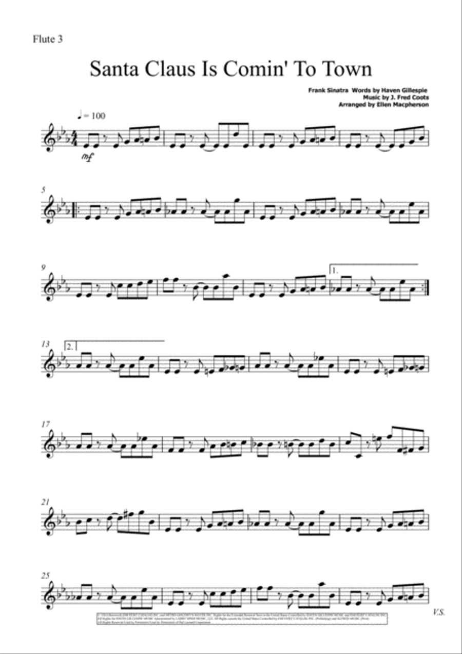 Santa Claus Is Comin' To Town Woodwind Trio scores gallery preview page 5