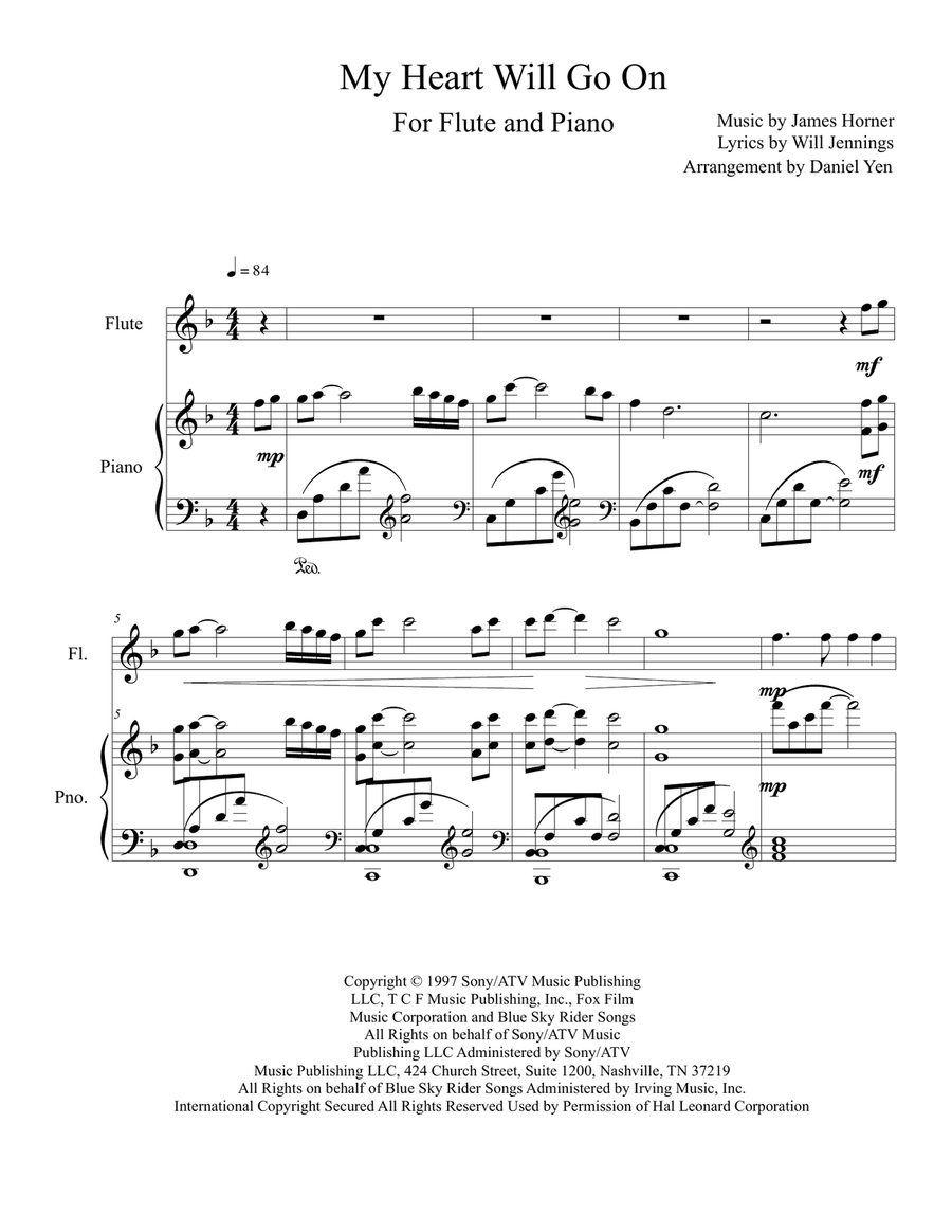 My Heart Will Go On (Love Theme from Titanic) Flute Solo scores gallery preview page 1