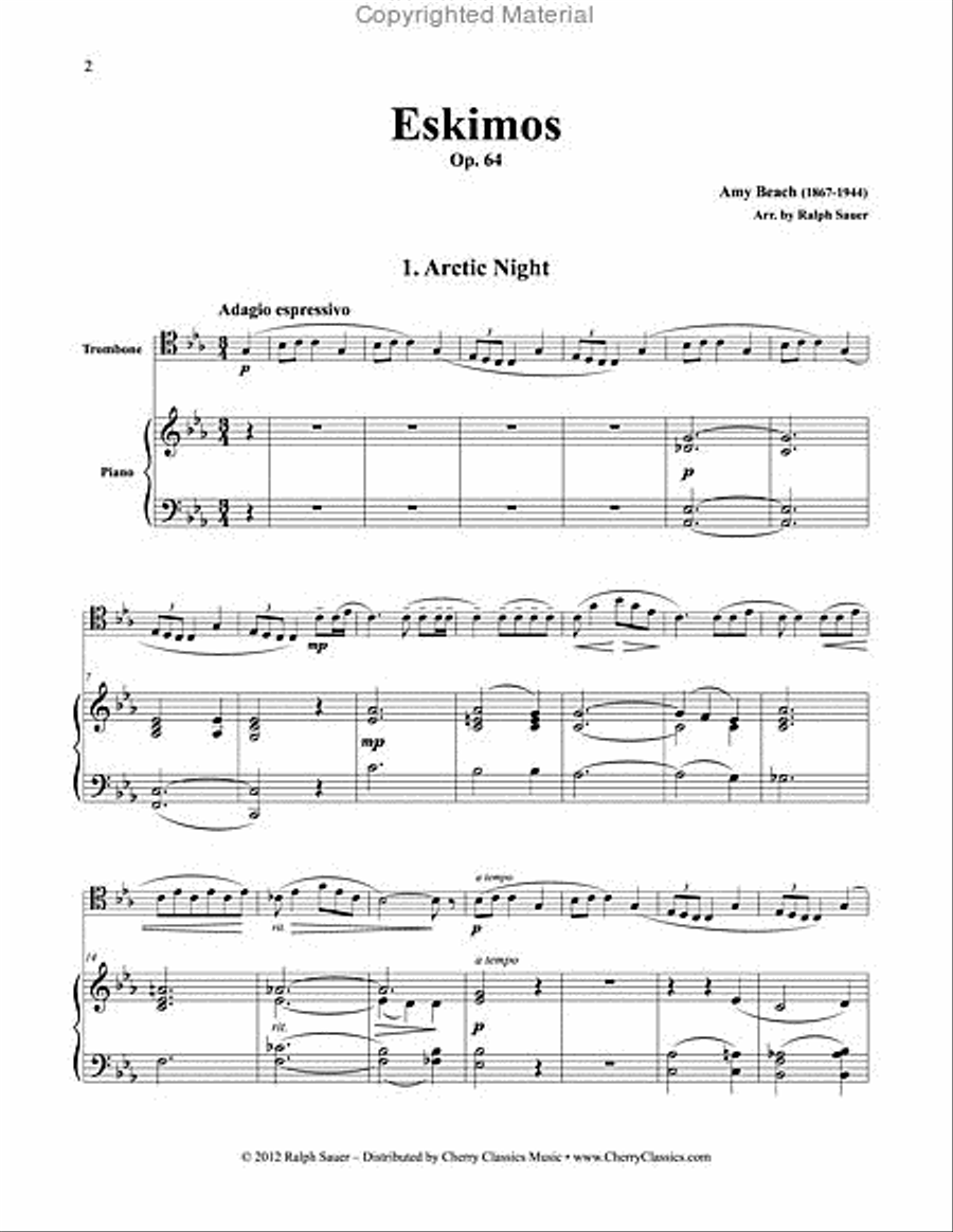 Eskimos, Op. 64 for Trombone & Piano Piano Accompaniment scores gallery preview page 7