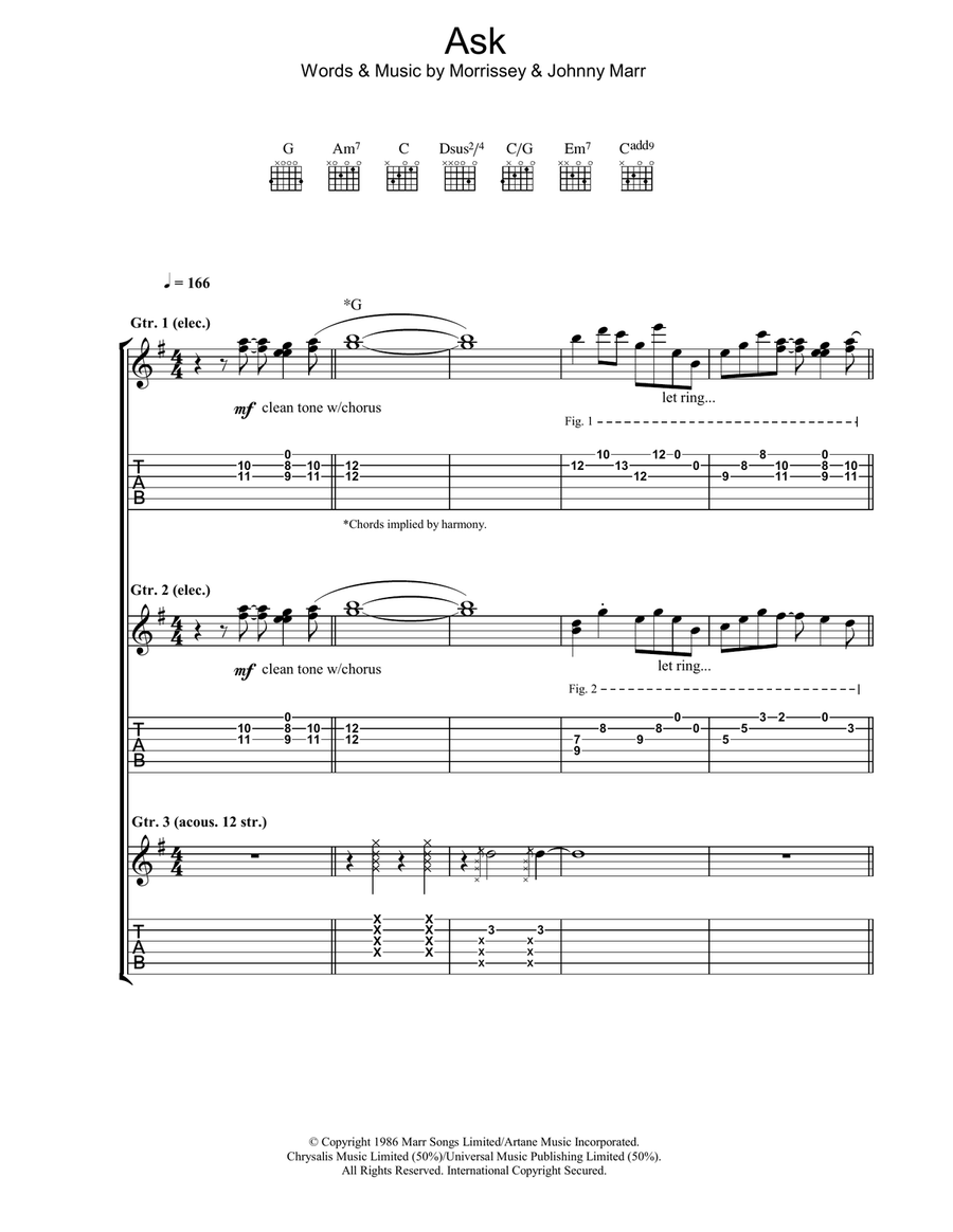 Ask Ask Guitar Tablature scores gallery preview page 1