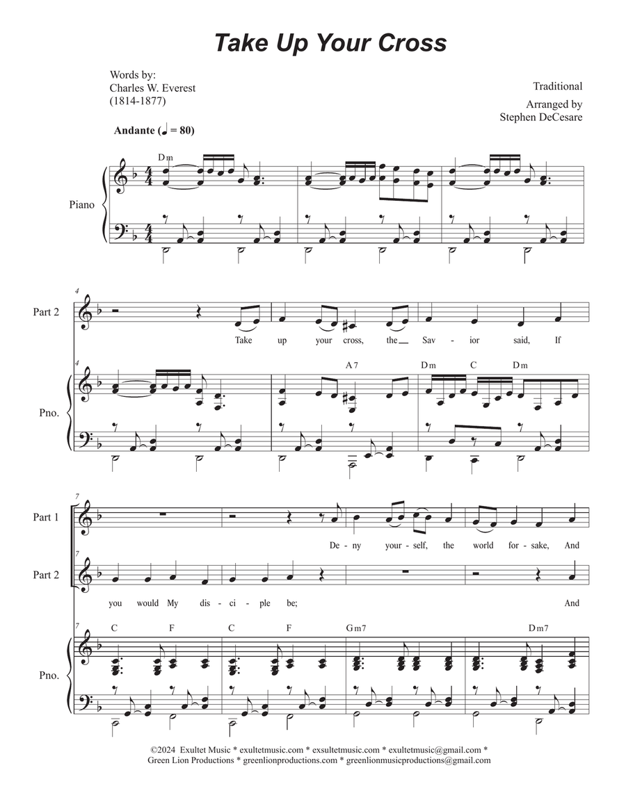 Take Up Your Cross (2-part choir) 2-Part scores gallery preview page 1