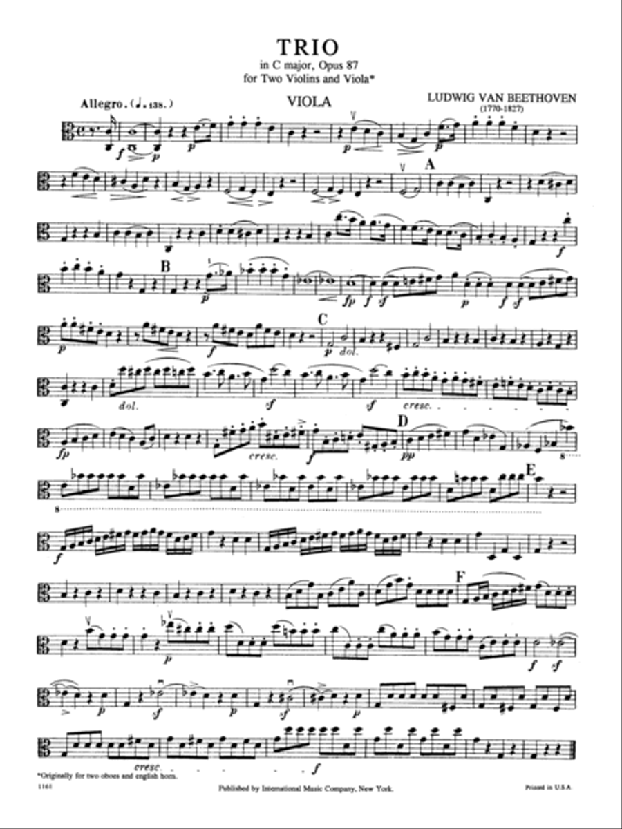 Trio In C Major, Opus 87 Viola scores gallery preview page 2