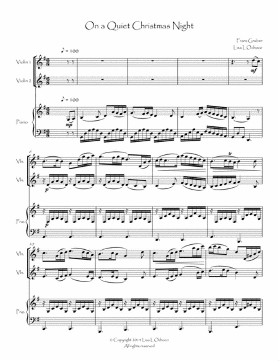On a Quiet Christmas Night for Violin Duet and piano String Duet scores gallery preview page 5