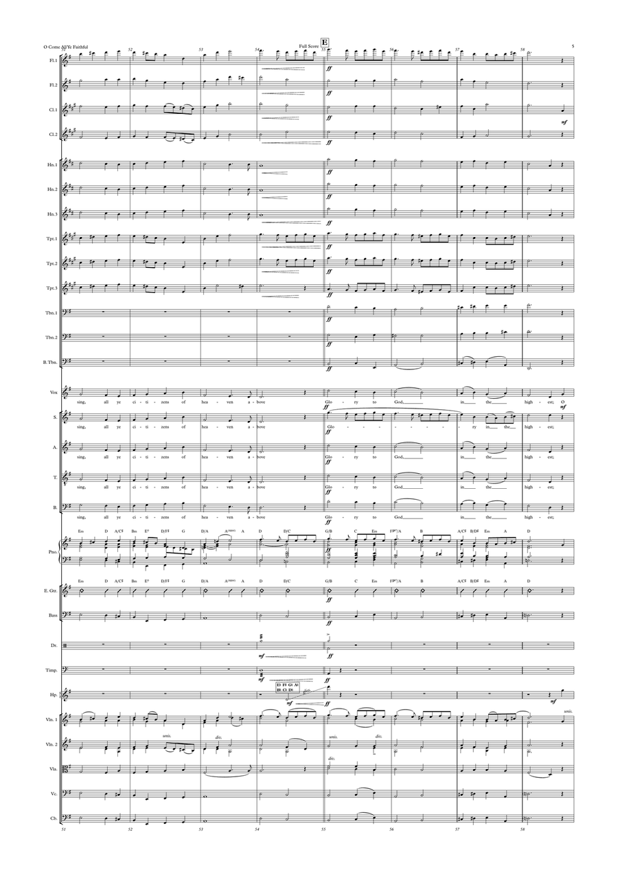 O Come All Ye Faithful (Adeste Fideles) - Female vocal with Choir and Pops Orchestra, Key of F to G Choir scores gallery preview page 5