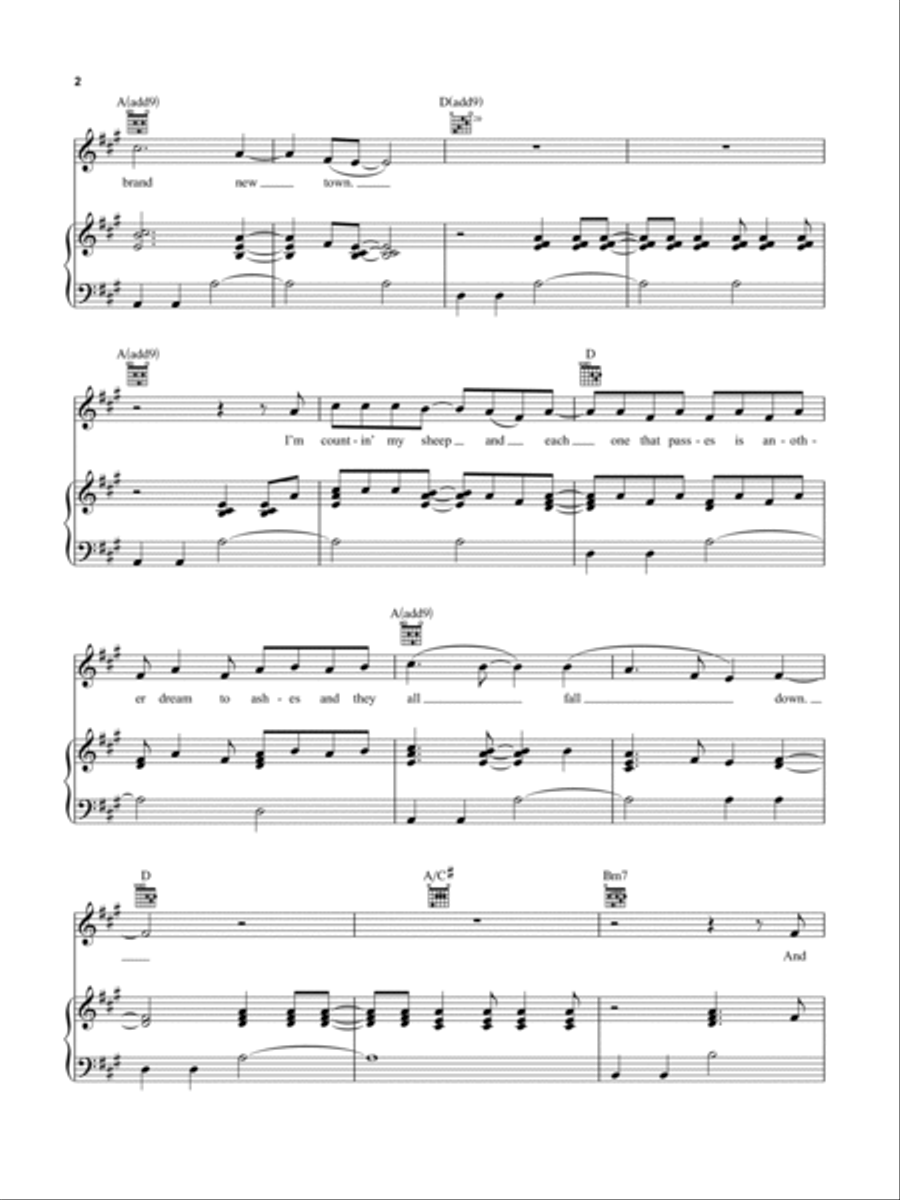 Sleeping To Dream Piano, Vocal, Guitar scores gallery preview page 2