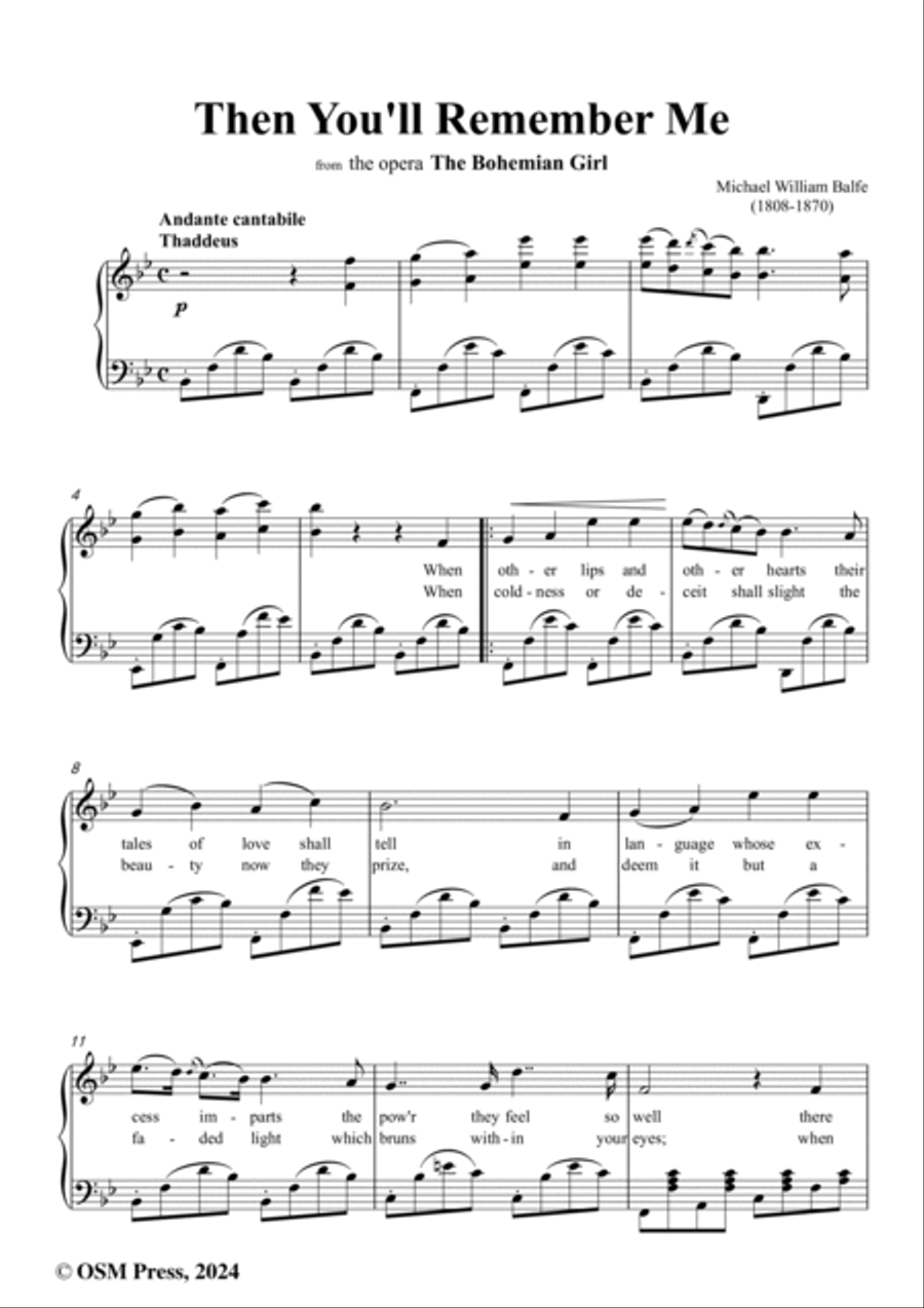 Balfe-Then You'll Remember Me,in B flat Major Voice scores gallery preview page 2