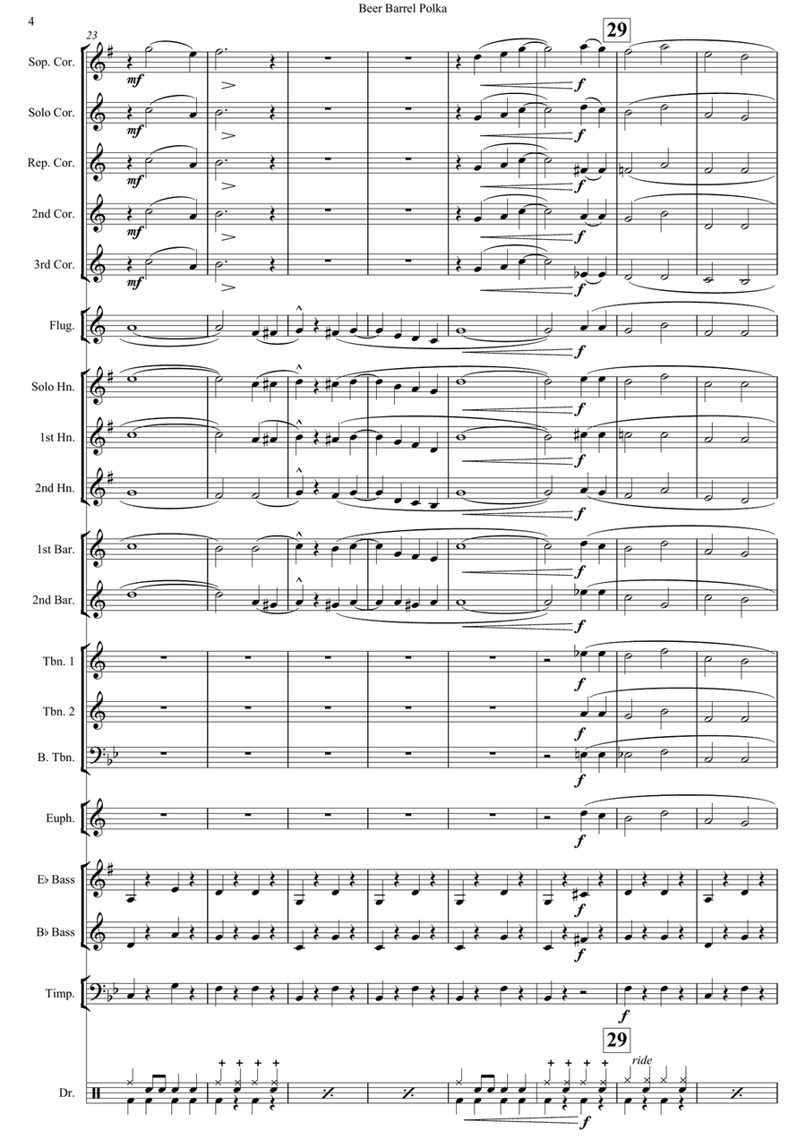 Beer Barrel Polka (Roll Out The Barrel) Brass Band scores gallery preview page 6