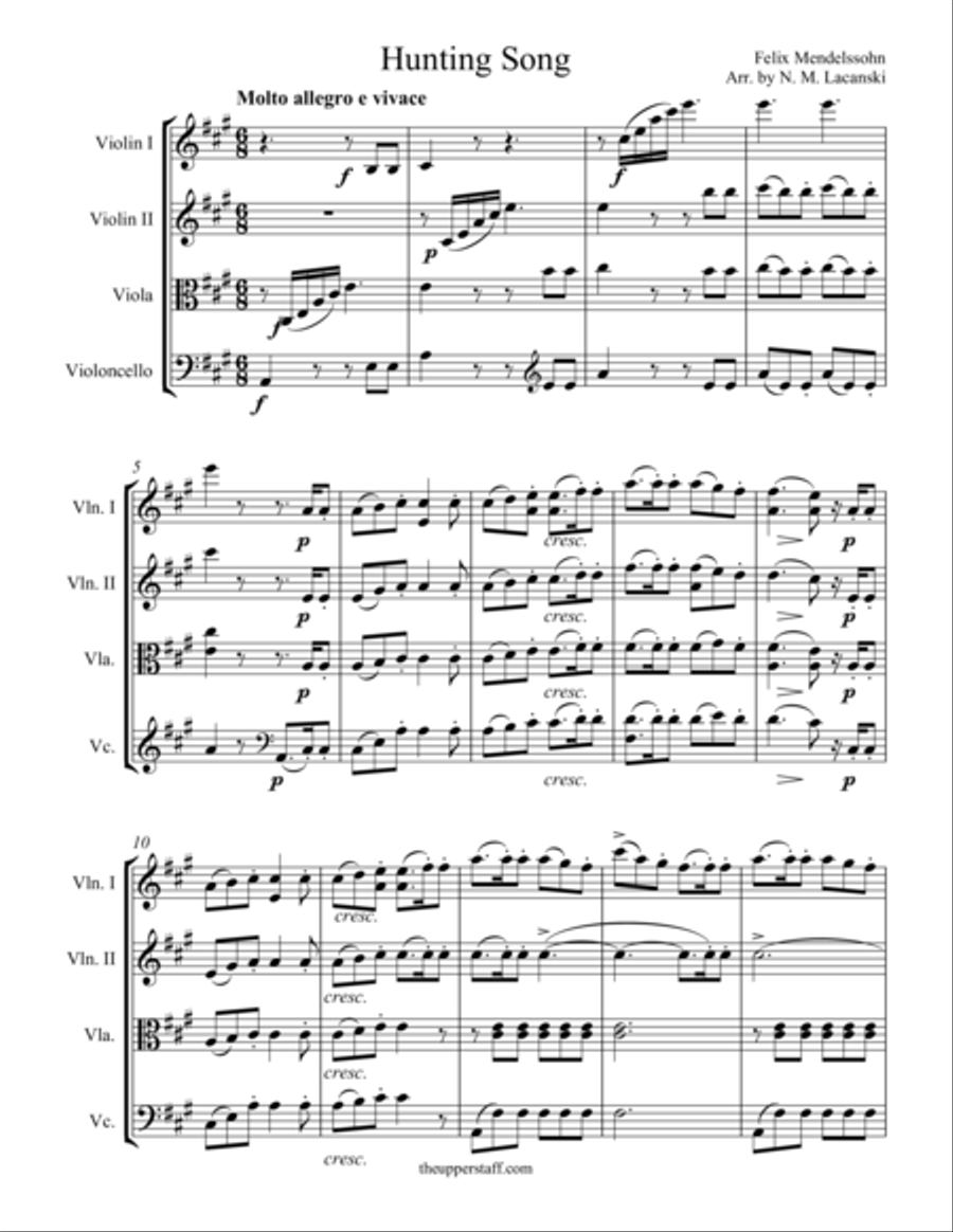 Hunting Song String Quartet scores gallery preview page 1