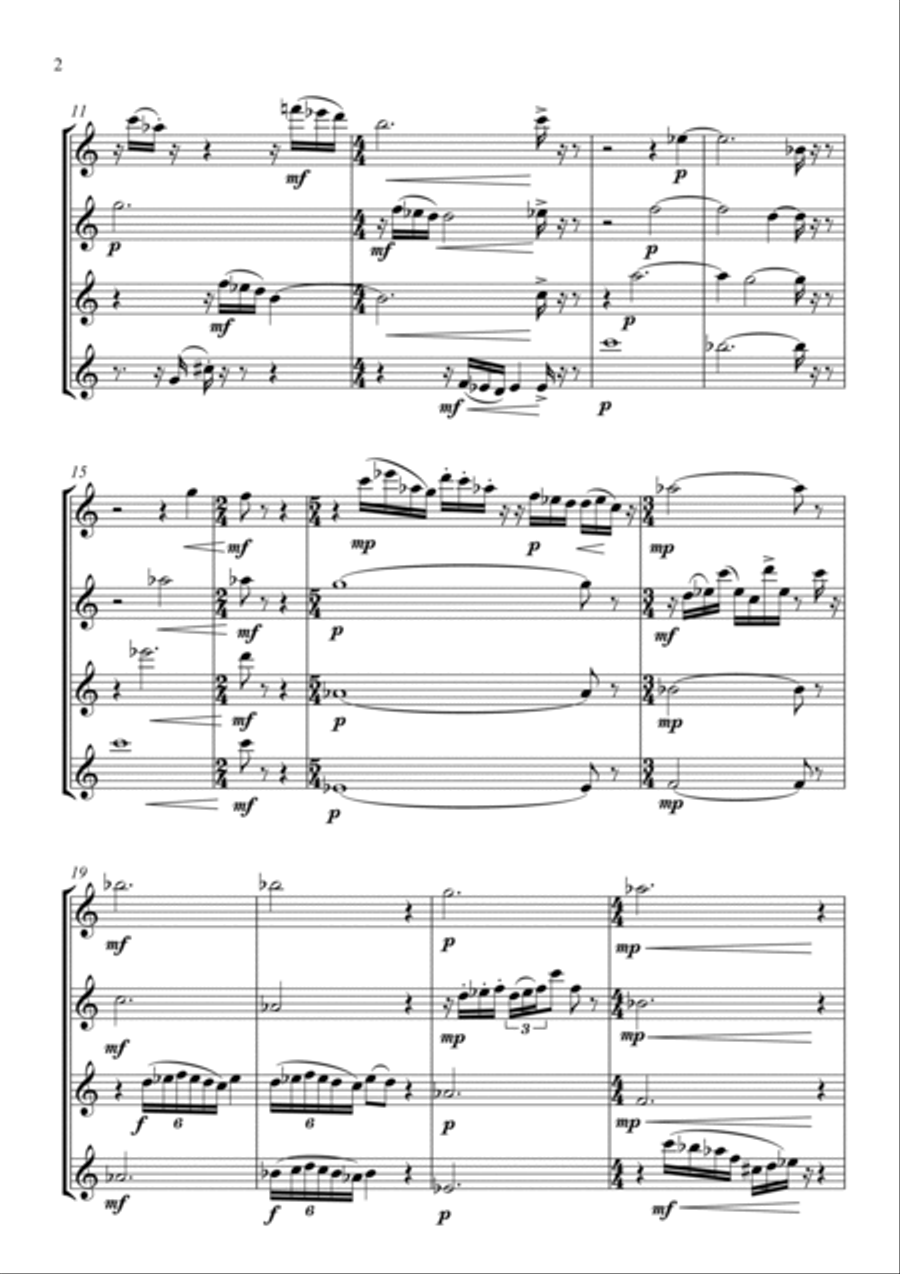 'Voices' for four flutes 'Voices' for four flutes Flute Quartet scores gallery preview page 2