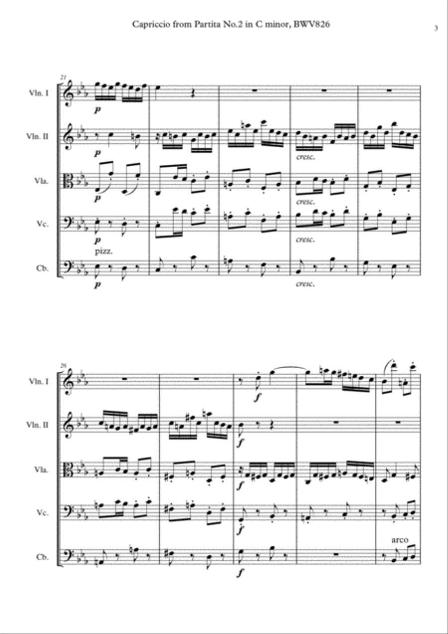 Capriccio from Partita No.2 in C minor, BWV 826 Cello scores gallery preview page 3