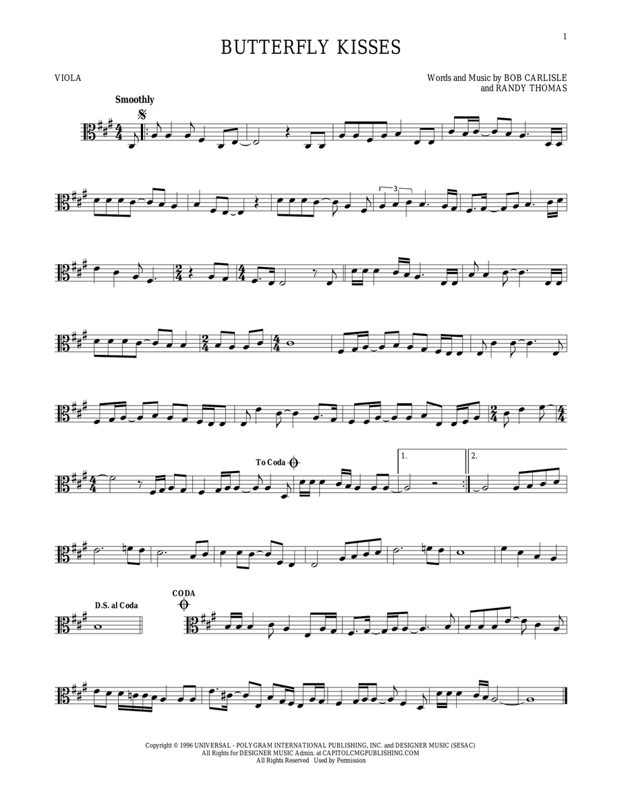 Butterfly Kisses Butterfly Kisses Viola Solo scores gallery preview page 1