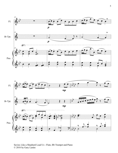 SAVIOR, LIKE A SHEPHERD LEAD US (Trio – Flute, Bb Trumpet & Piano with Parts) image number null