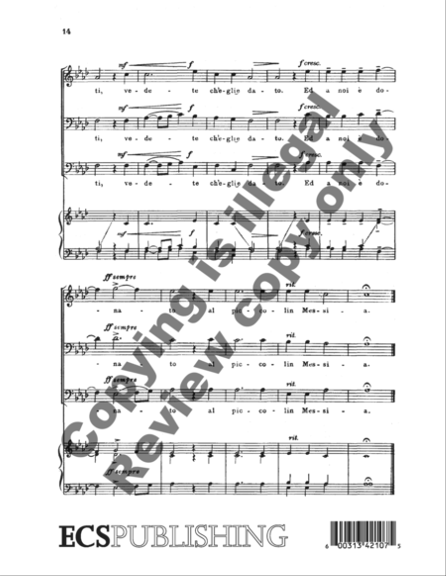 Laude of the Fifteenth Century: 1. Dimmi dolce Maria: 2. O Maria: 3. Ecco'l Messia TTBB scores gallery preview page 16