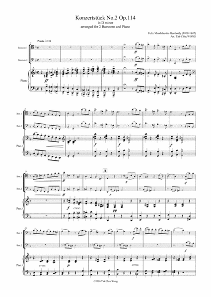 Konzertstück No.2, Op.114 arranged for 2 bassoons and piano