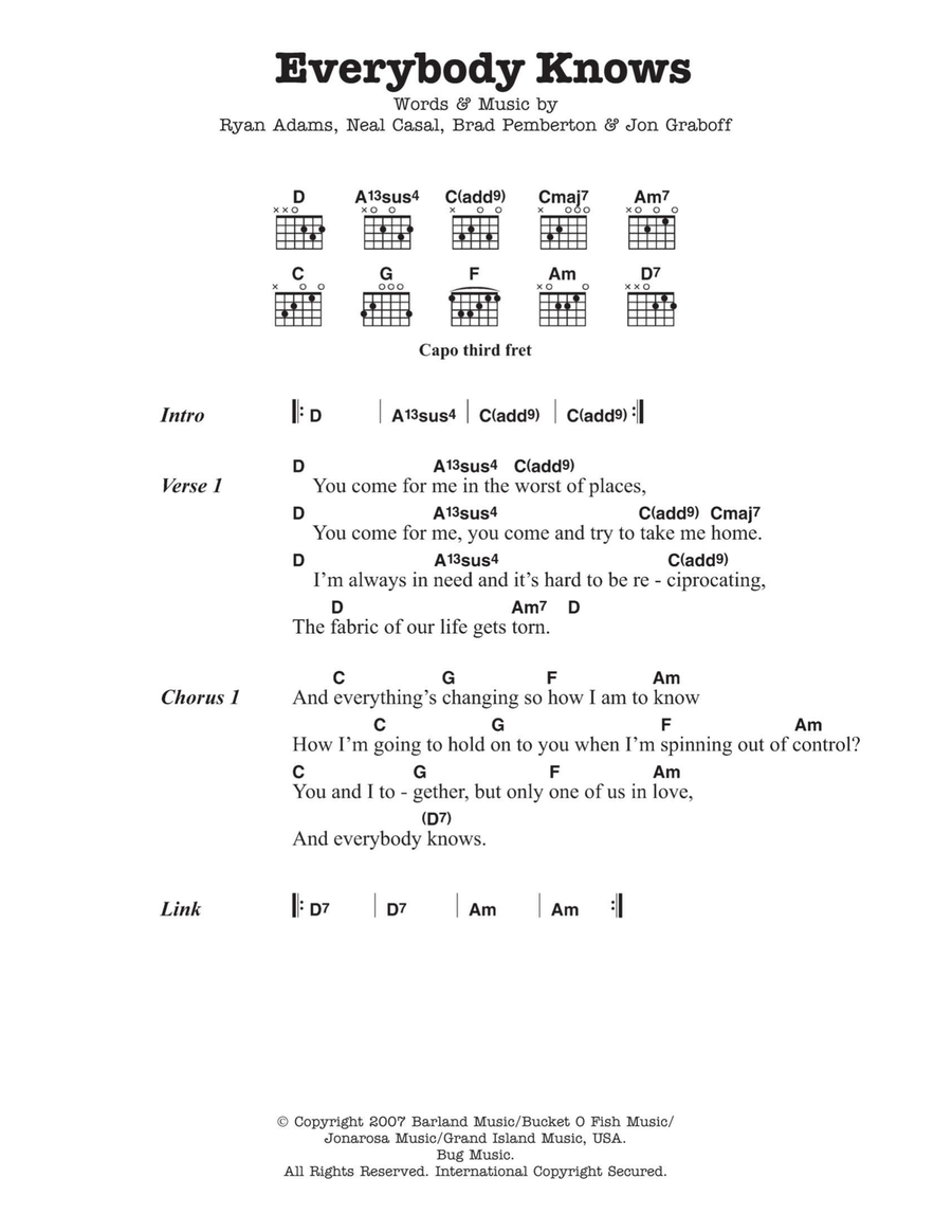 Everybody Knows Acoustic Guitar scores gallery preview page 1