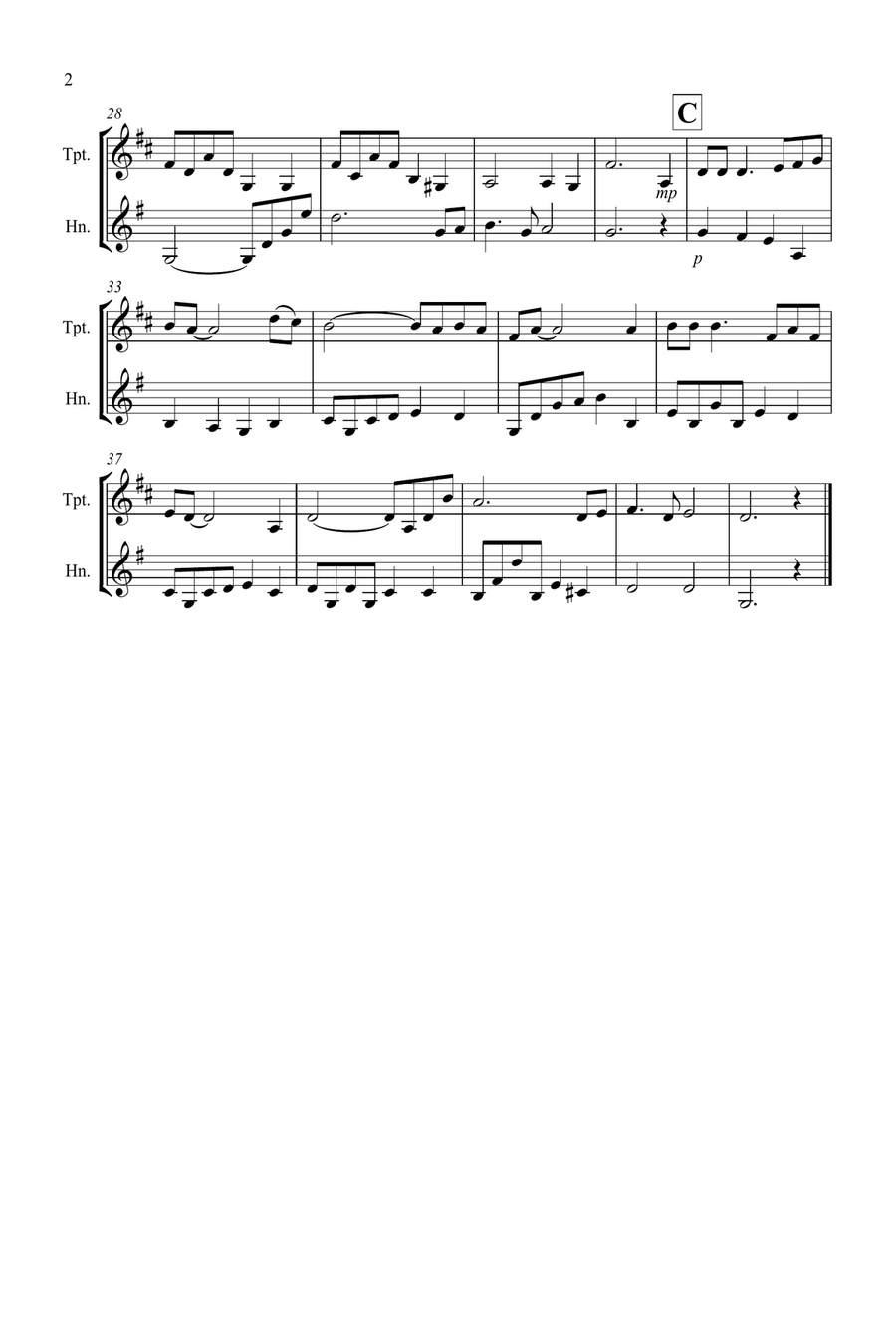 Shenandoah for Trumpet and Horn Duet Brass Duet scores gallery preview page 2