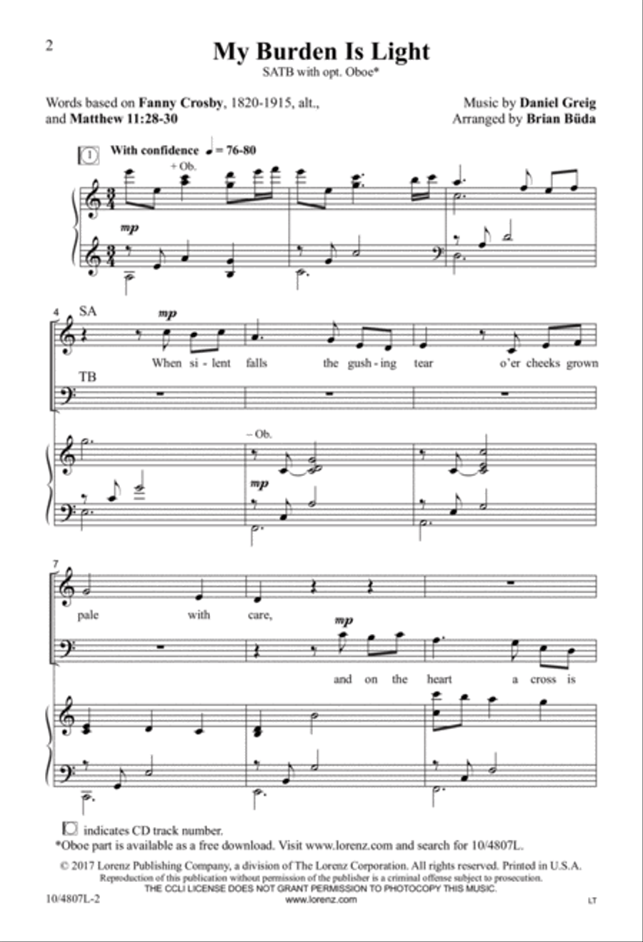 My Burden Is Light 4-Part scores gallery preview page 2