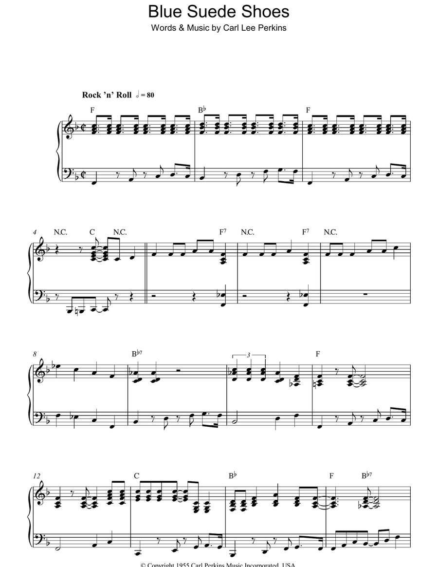 Blue Suede Shoes Piano Solo scores gallery preview page 1