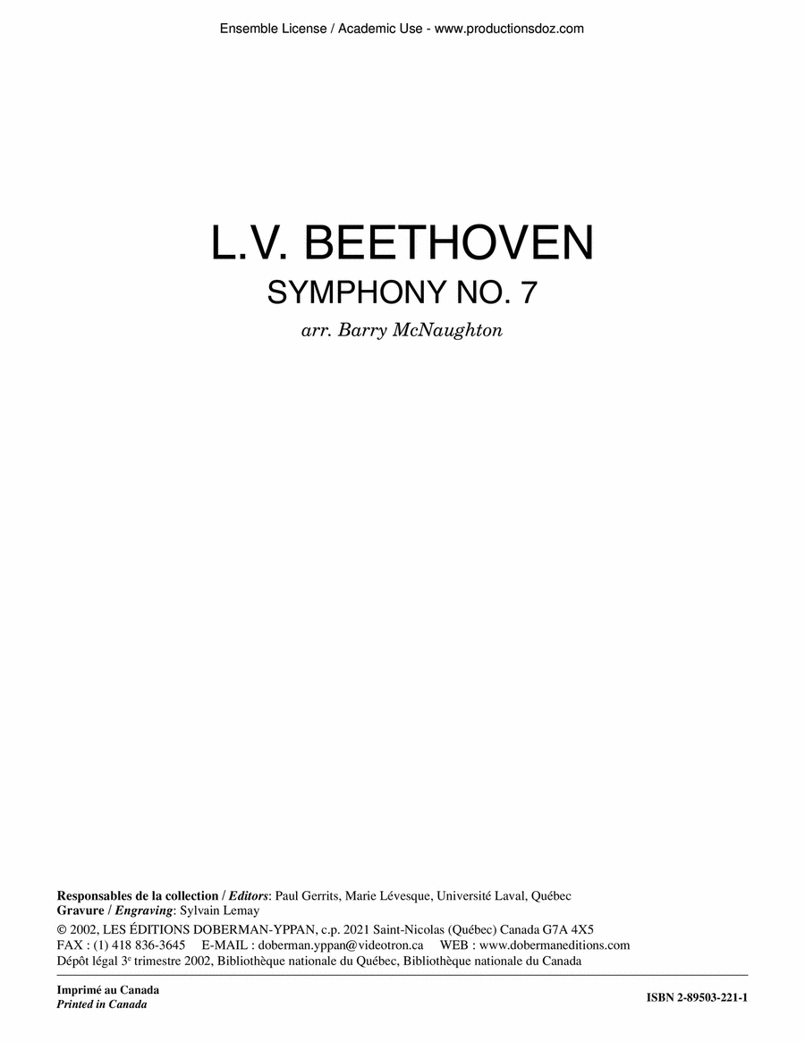 Symphony No. 7, IInd movement Guitar Ensemble scores gallery preview page 1