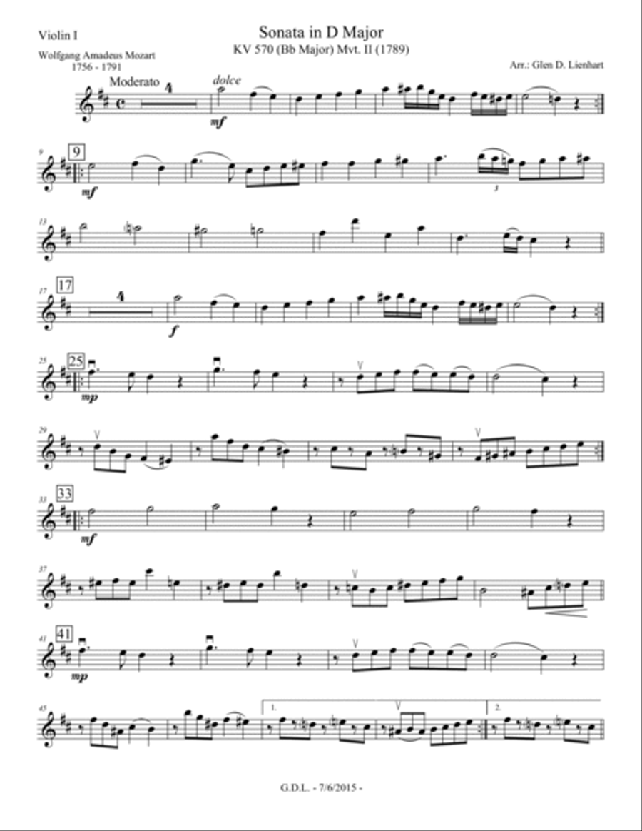 Sonata in D Major K.570 String Orchestra scores gallery preview page 6