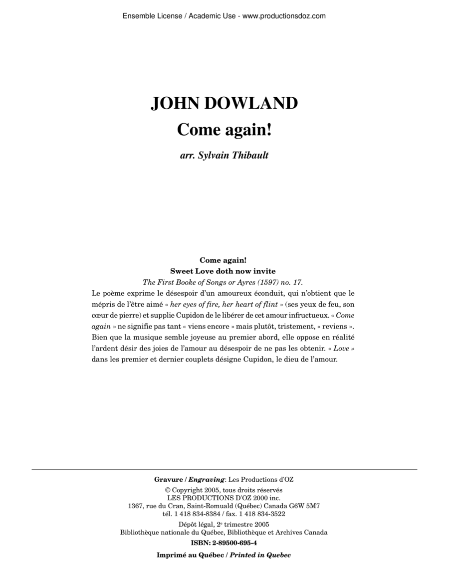 Come again! Come again! Guitar Ensemble scores gallery preview page 1