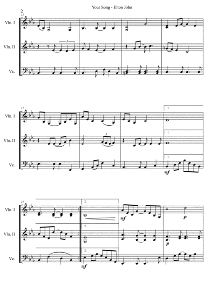 Your Song Your Song String Trio scores gallery preview page 2