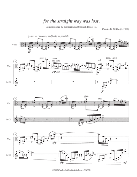 For the straight way was lost - Bass Clarinet & Viola duet