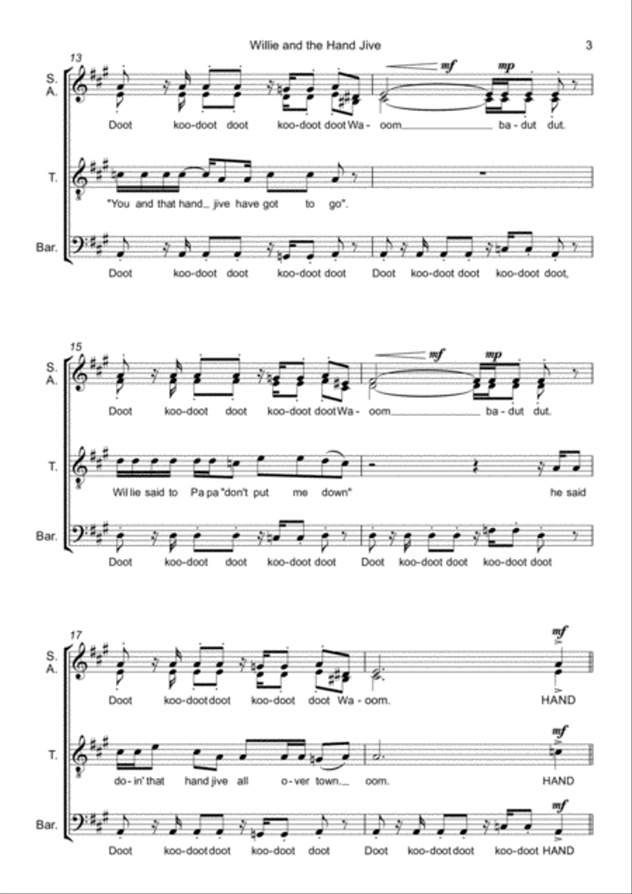 Willie And The Hand Jive 4-Part scores gallery preview page 4