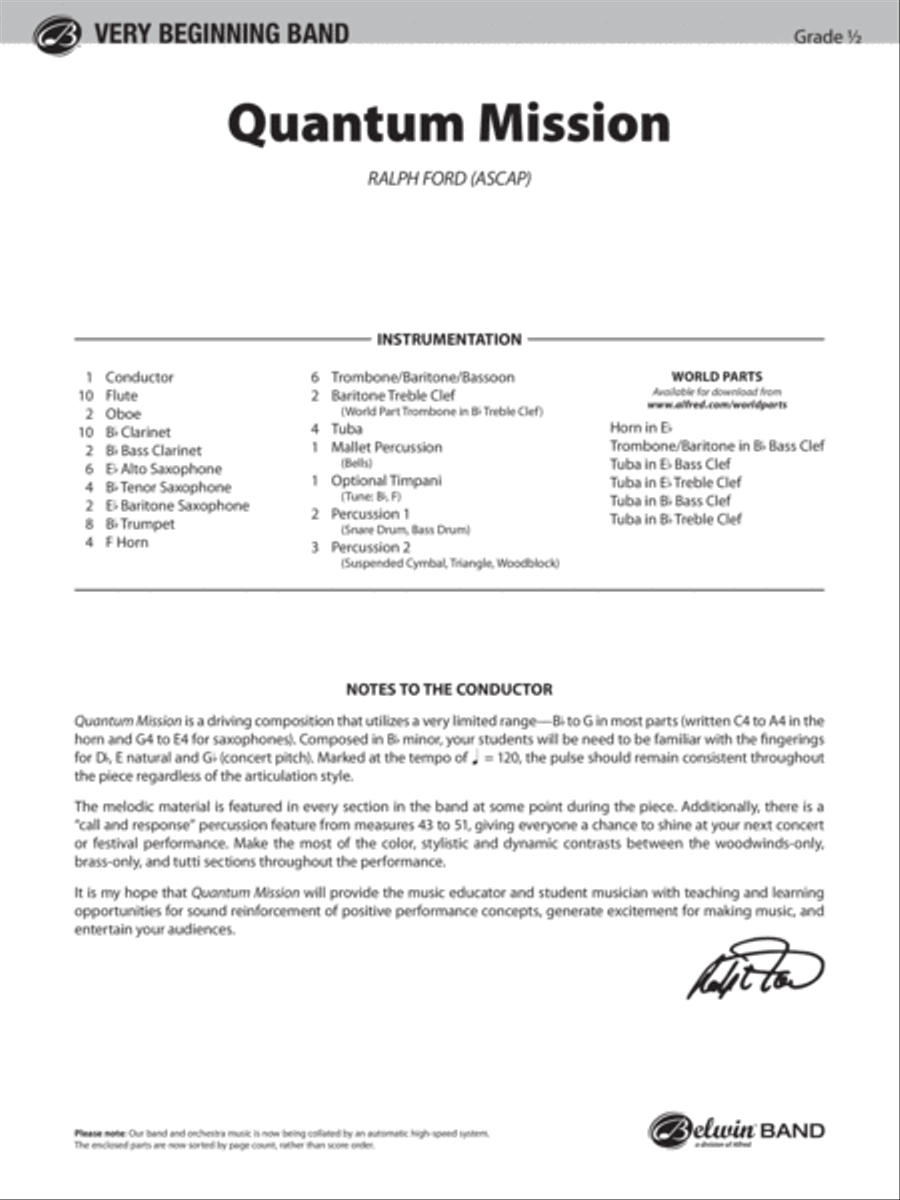 Quantum Mission: Score Quantum Mission: Score Concert Band scores gallery preview page 1