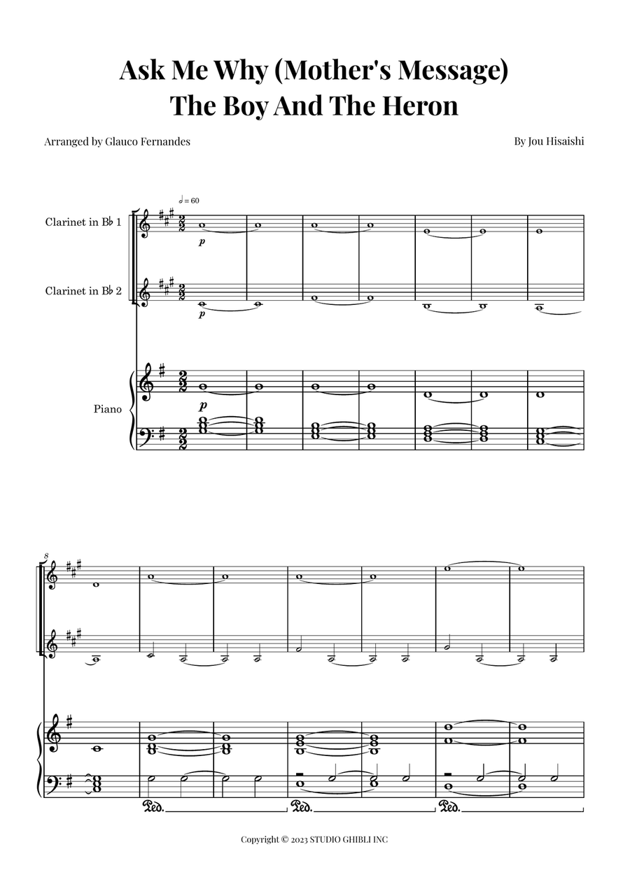 The Boy And The Heron Clarinet Duet scores gallery preview page 1