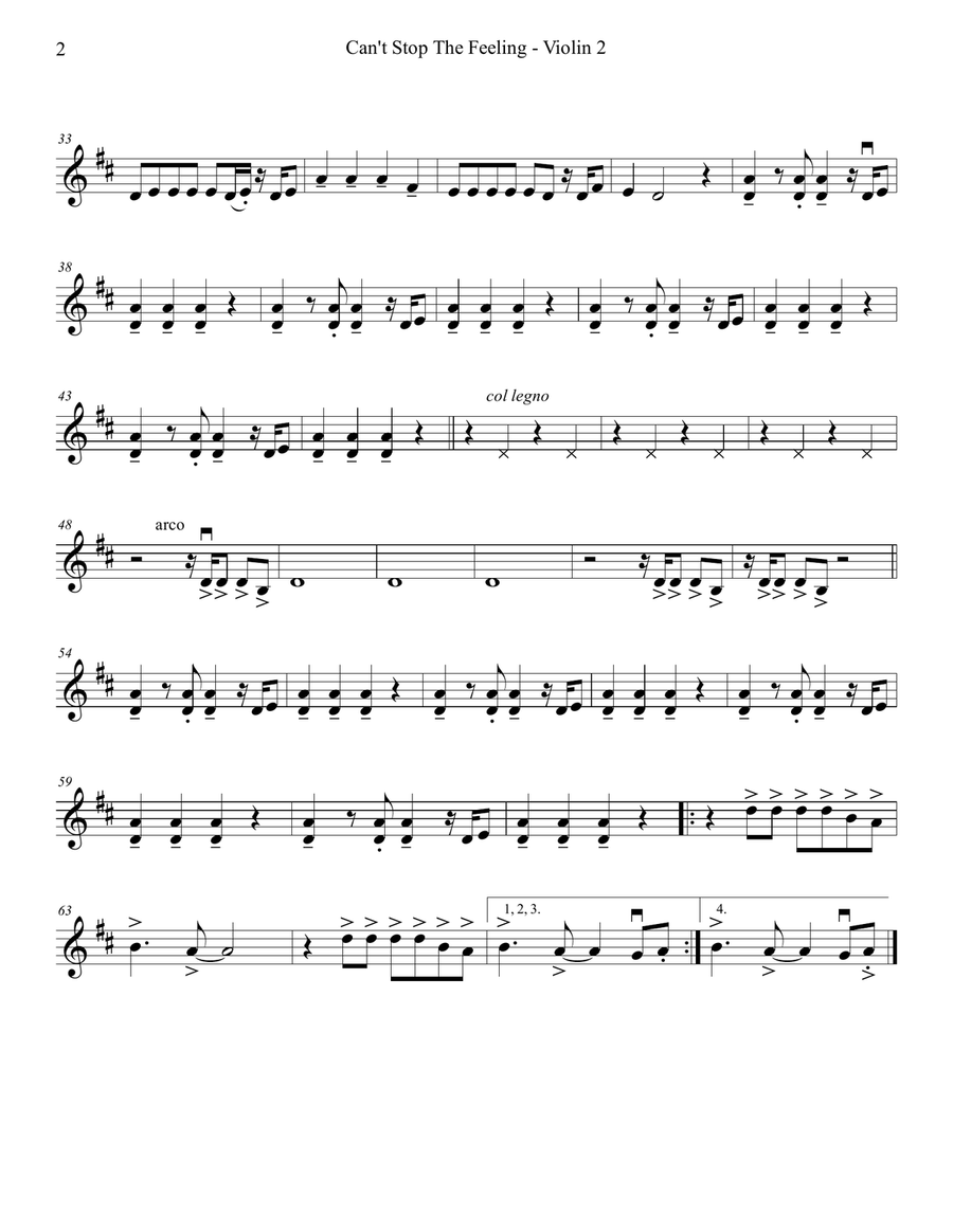 Can't Stop The Feeling from TROLLS String Quartet scores gallery preview page 4