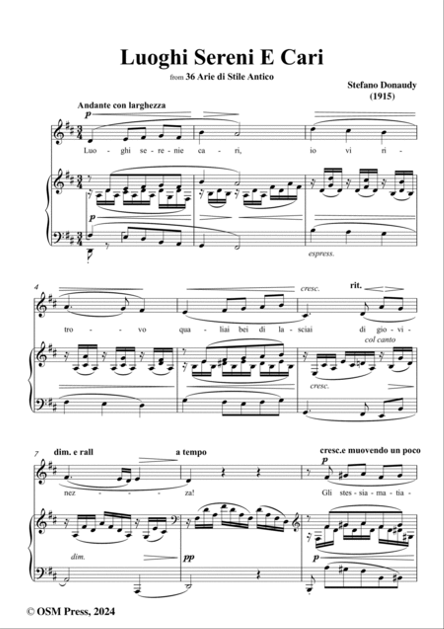 Donaudy-Luoghi Sereni E Cari,in D Major Voice scores gallery preview page 2
